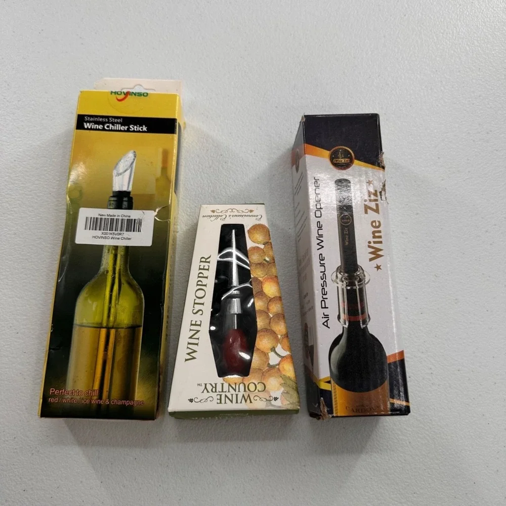 Wine Accessory Gift Set Stainless Steel‎ Chiller Air Pressure Opener Stopper